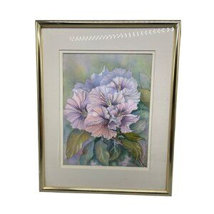 Watercolor Painting Of Purple Flowers By Joan Hayes Gold Frame Joan Hanes READ
